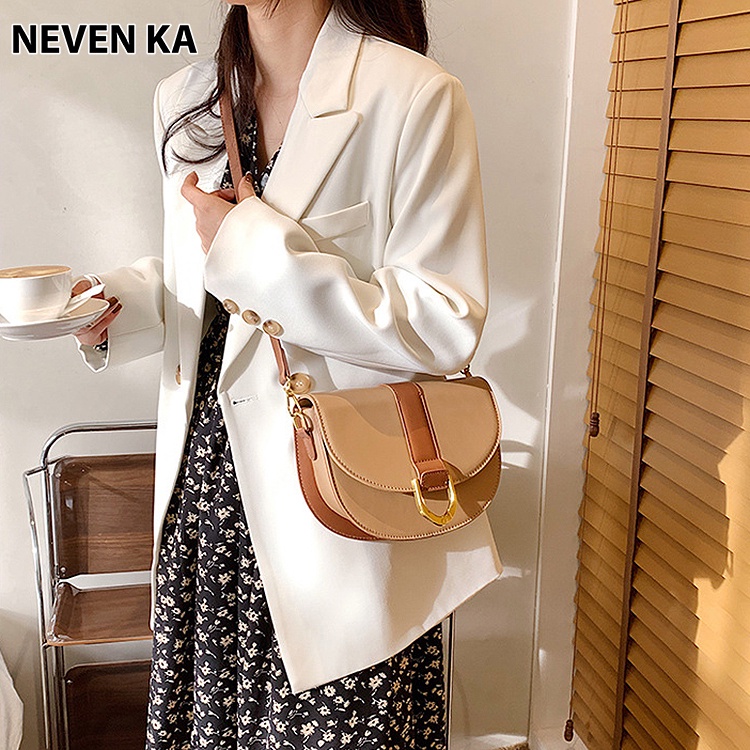 Túi Đeo Vai Đeo Chéo Dáng Bầu Khóa Chữ D Phong Cách Trẻ Trung Năng Động NEVENKA N0391
