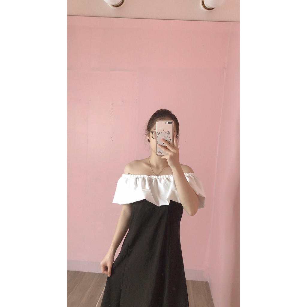 Váy trễ vai trắng bồng triết eo dáng xòe tiểu thư/ Váy suông nữ basic dáng ngắn thời trang hàn quốc_xuongmaythuhien | BigBuy360 - bigbuy360.vn