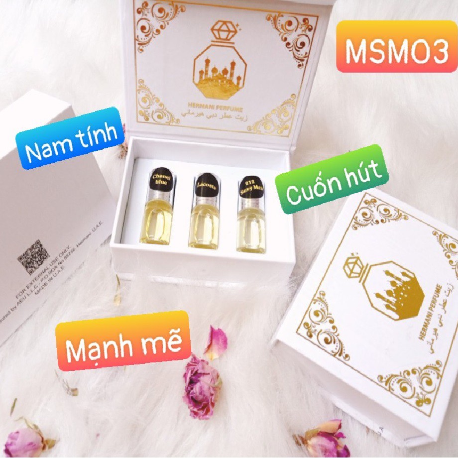 Set 3 Tinh Dầu Nước Hoa 💕AMILA 💕 Set 3 Chai Tinh Dầu Nước Hoa Mini Dạng Lăn 3ml Thơm Lâu Quyến Rũ Sang Trọng