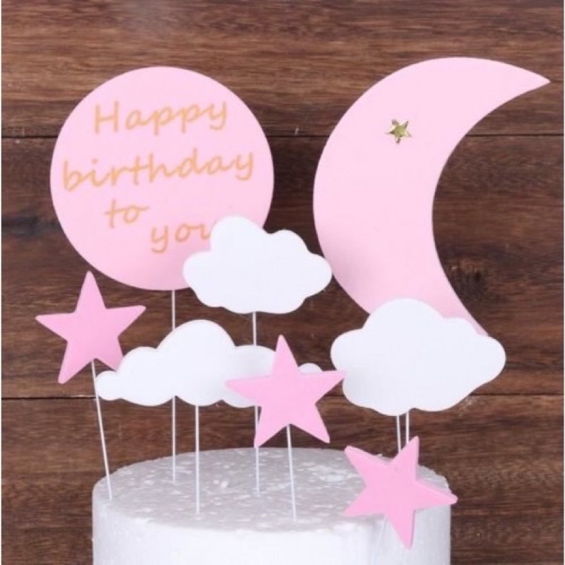 Set Trăng Mây Xốp set 7 que trang trí bánh kem