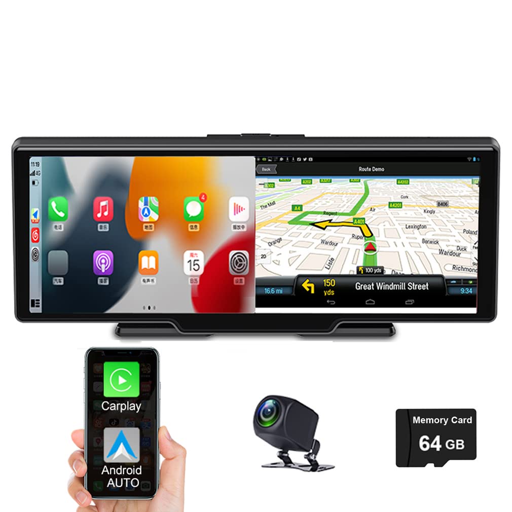 [ Quà tặng thẻ nhớ TF 64G]  Carplay android bảng điều khiển tự động bảng điều khiển cam camera kép 10 inch 2K + 1080P Ch | BigBuy360 - bigbuy360.vn