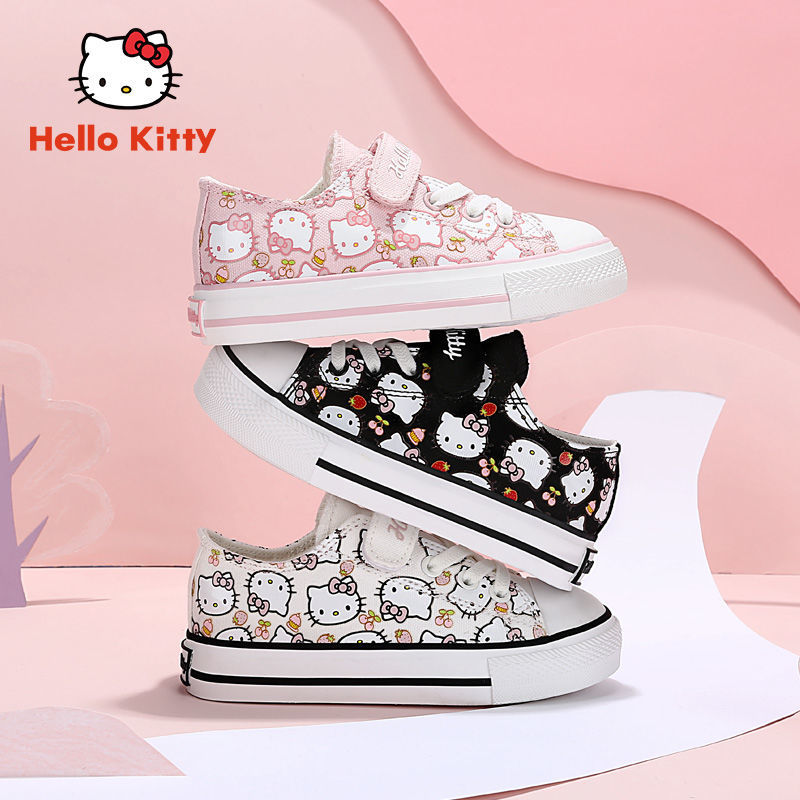 Giày Vải Canvas Họa Tiết Hello Kitty Đáng Yêu Cho Bé Gái