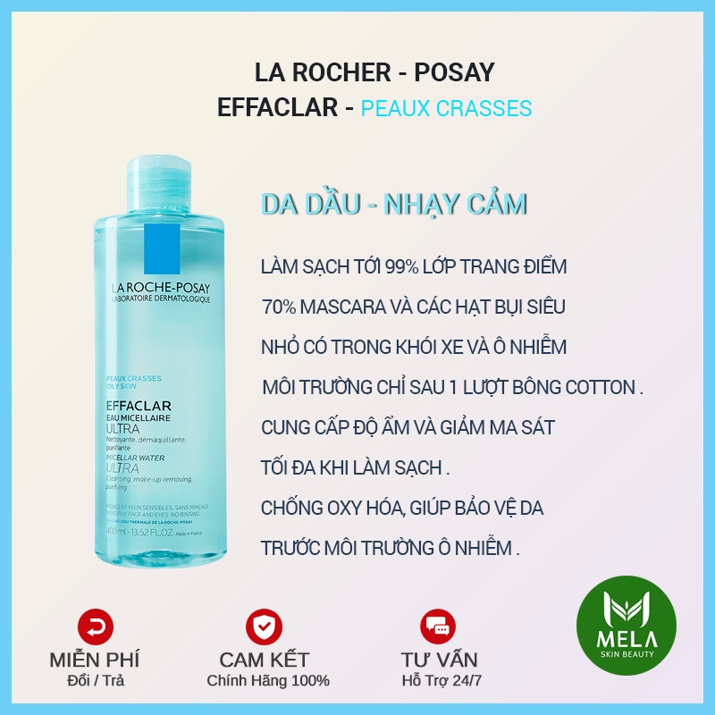 ✅[CHÍNH HÃNG] Nước Tẩy Trang La RochePosay Micellar Water Ultra 400ML