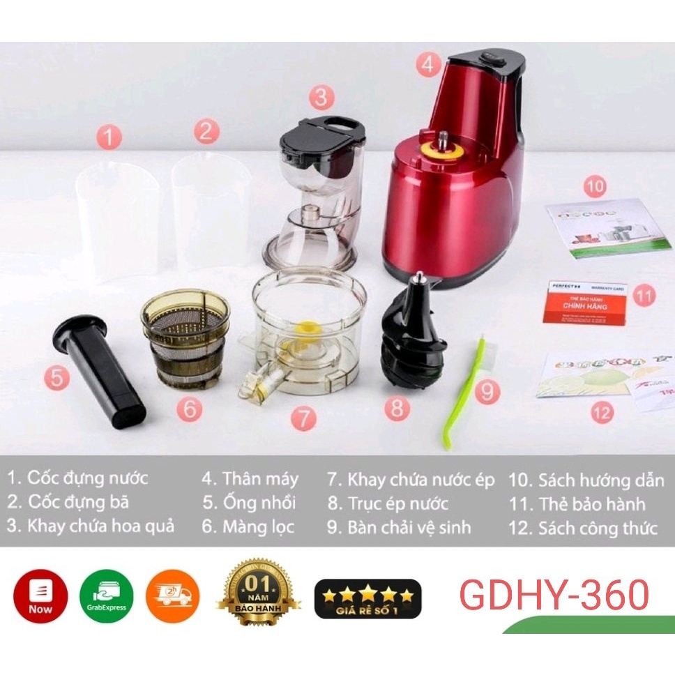 Máy Ép Trái Cây NINESHIELD Công Nghệ Nhật, Máy Ép Chậm