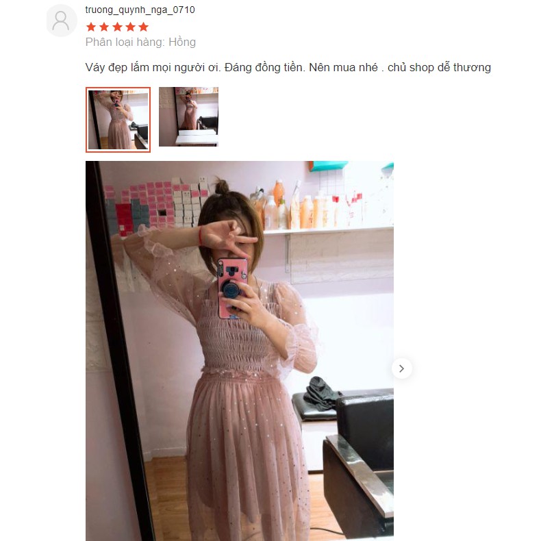 (SẴN) Váy công chúa dáng xòe 2 lớp tay dài lấp lánh BLINK BLINK phong cách dễ thương xinh xắn V00109 | BigBuy360 - bigbuy360.vn