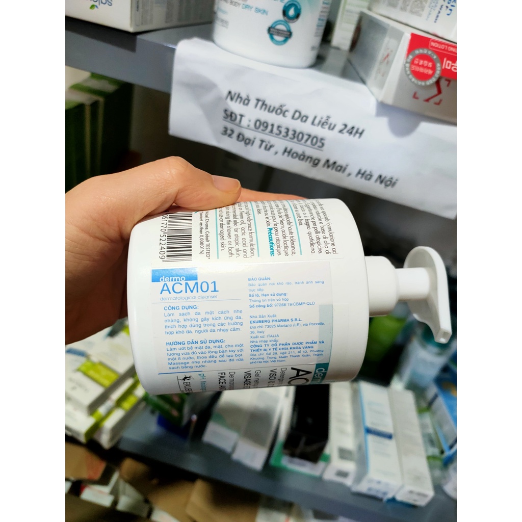 DERMO ACM01 300ml Ý Sữa rửa mặt và tắm dành cho làn da mỏng manh, nhạy cảm