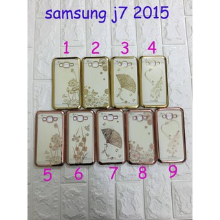 Ốp lưng dẻo đính đá viền màu cho Samsung Galaxy J7 2015