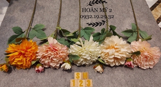 Hoa Vải Hoàn Mỹ 2 - Hoa Giả Cành Hoa Thược Dược Mẫu Đơn (SH123)