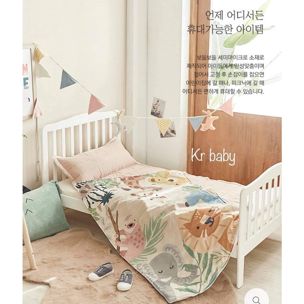 Set chăn nệm cho bé đi học made in Korea nhẹ , gấp gọn tiện lợi hoạ tiết đáng yêu