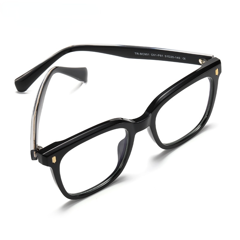 Mắt Kính TR90 Gọng Vuông Siêu Nhẹ Màu Xanh Dương Thời Trang Cổ Điển Cho Nam Và Nữ