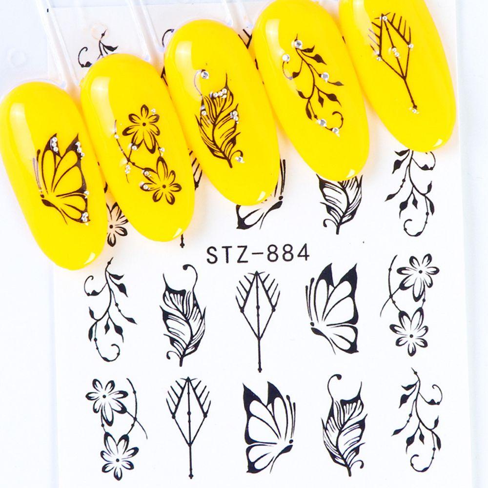 Bộ 14 Miếng Dán Trang Trí Móng Tay Hình Hoa Sen / Bướm Xinh Xắn