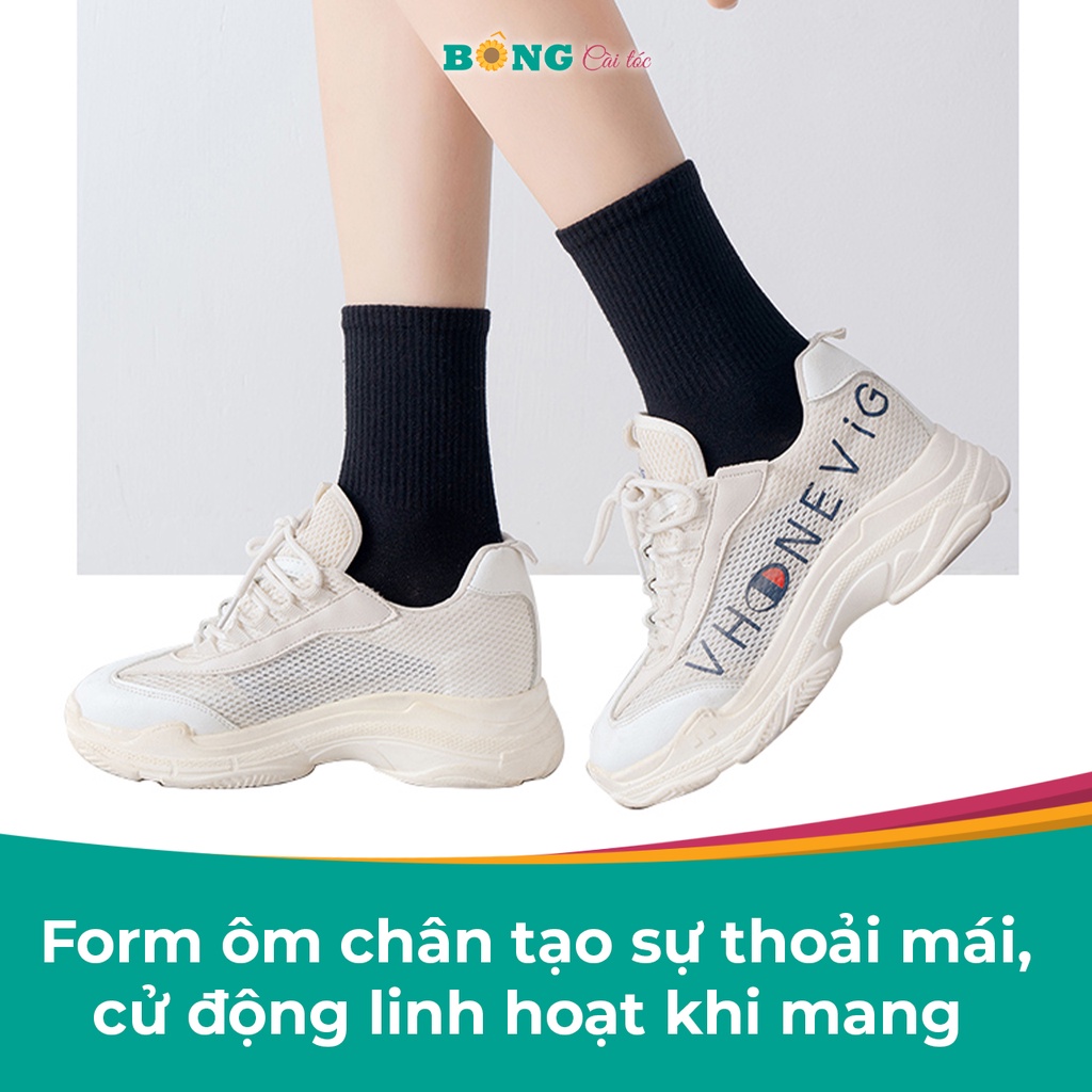 Tất nam nữ cổ cao dệt kim trắng đen chất cotton phong cách cổ điển nhiều kích thước TC40 - Vớ BÔNG Cài Tóc