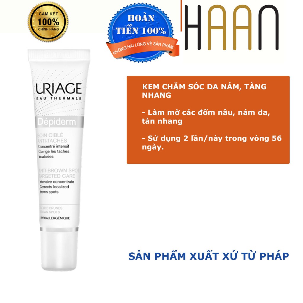 [PHÁP] Kem Chăm Sóc Da Nám, Tàn Nhang URIAGE DEPIDERM SOIN CIBLE ANTI-TACHES 15ml