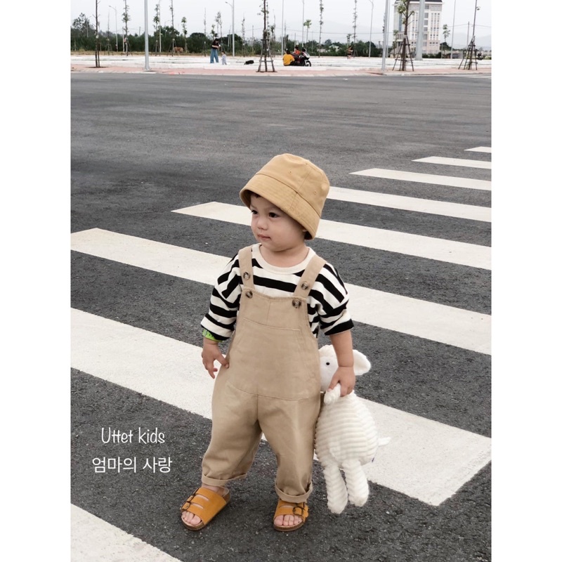 [Ảnh thật] Yếm kaki hàn quốc 1309 dành cho bé gái và bé trai size 80 đến 120