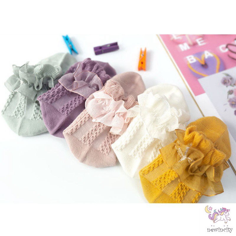 Vớ cotton phối ren hoa xinh xắn cho bé