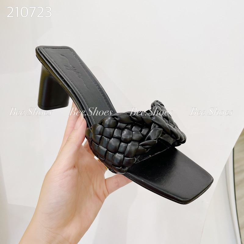 BEESHOES - GUỐC DA MỀM MŨI VUÔNG - GUỐC ĐẾ TRỤ CAO 5CM CÓ SẴN MÀU ĐEN - KEM - TRẮNG 210723