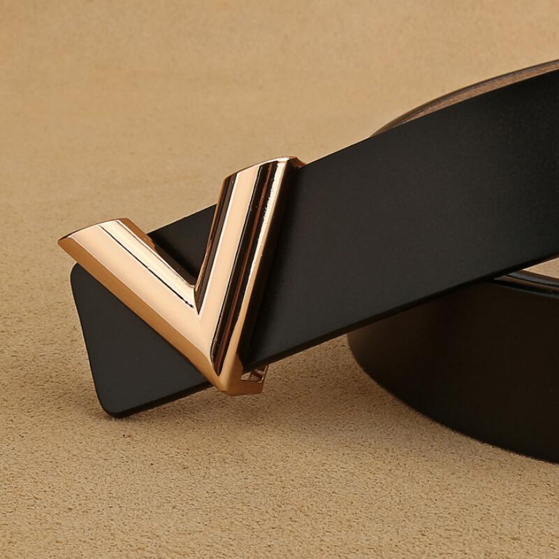 Mới Thắt Lưng Da Khóa Hợp Kim Chữ v Thời Trang Cho Nam Nữ