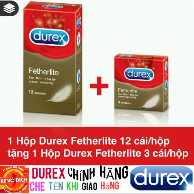 Siêu rẻ  bộ 1 hộp bao cao su durex fetherlite 12 cái hộp + tặng 1 hộp bao - ảnh sản phẩm 1