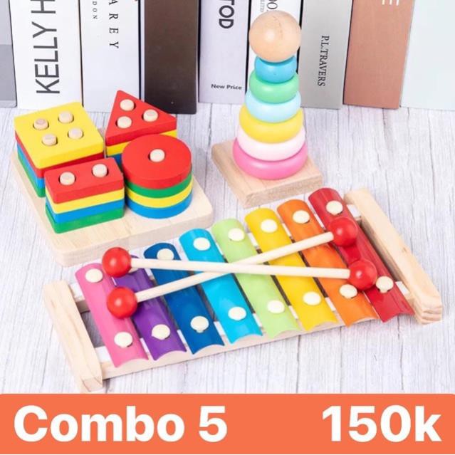 [RẺ VÔ ĐỊCH] Combo 4 bộ đồ chơi gỗ thông minh