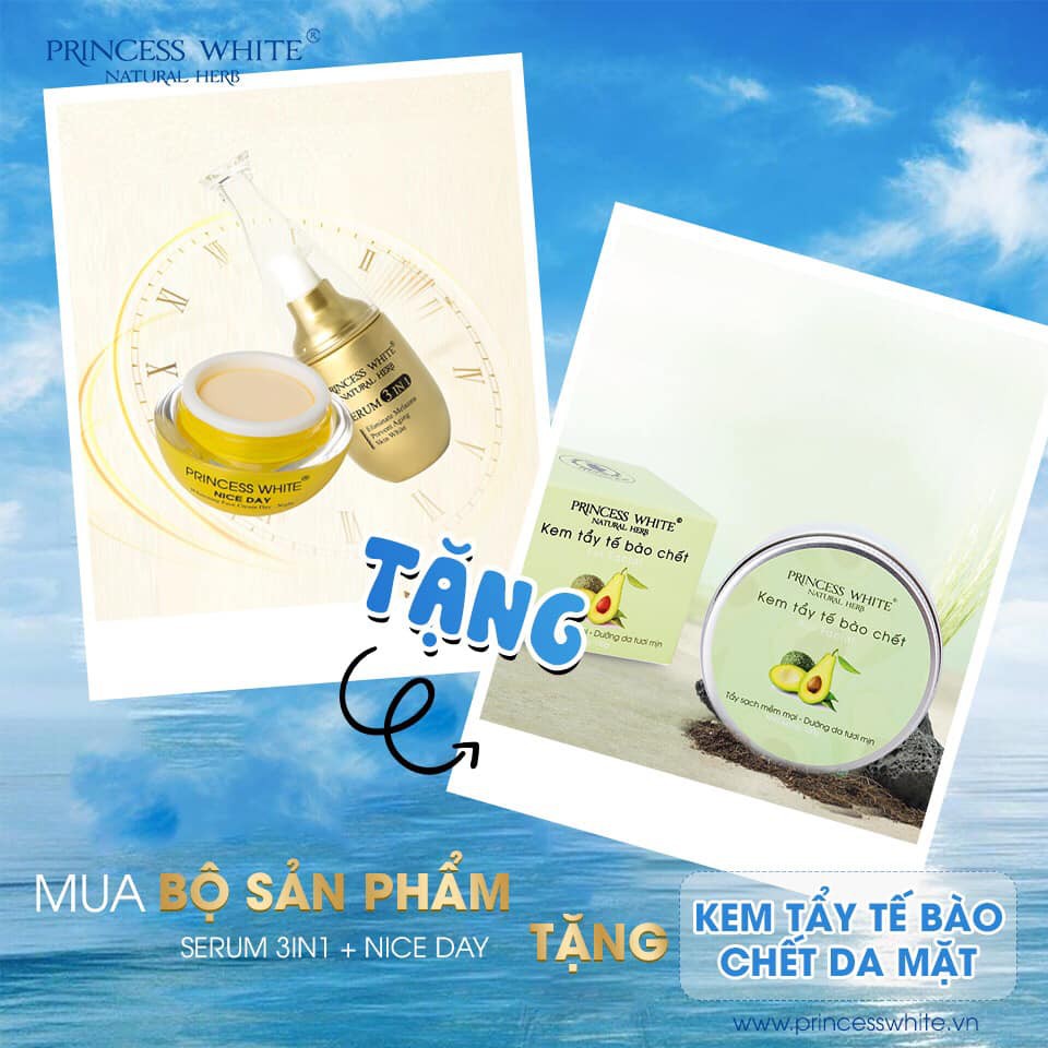 [TẶNG QUÀ] BỘ SẢN PHẨM CHĂM SÓC DA SERUM 3IN1+KEM DƯỠNG TRẮNG NICE DAY TẶNG NGAY TẨY TẾ BÀO CHẾT DA MẶT