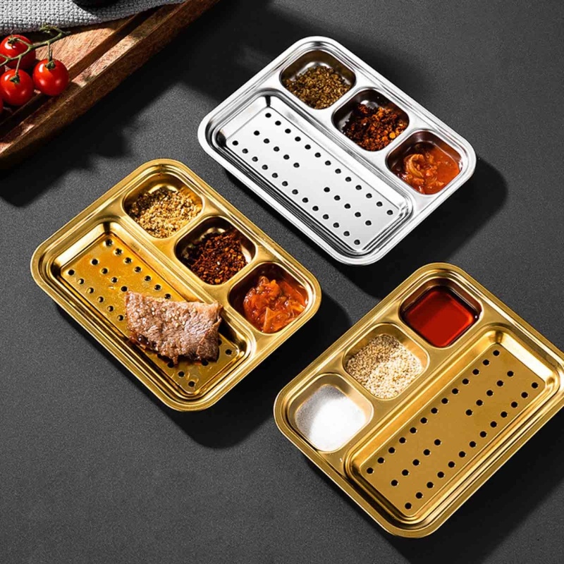 Khay Nướng Thức Ăn Chia Ngăn Bằng Thép Không Gỉ