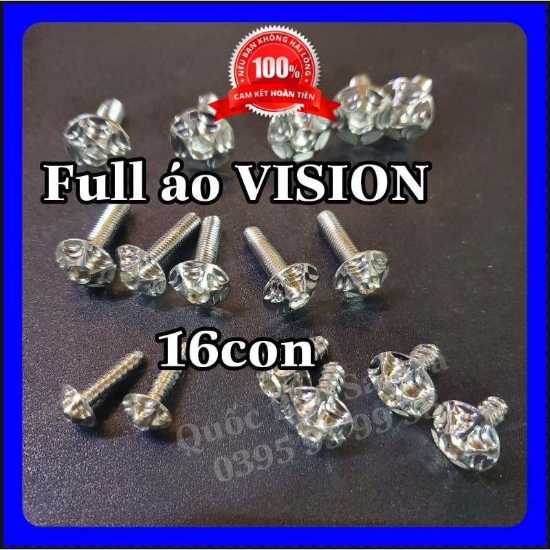 Full Bộ Ốc Áo Vision Salaya TBT 16 con Inox 304 Bảo Hành Trọn Đời