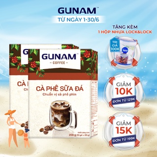 [Tặng hộp L&L] Combo 2 hộp cà phê sữa đá GUNAM chuẩn vị cà phê phin (10 gói x 20g)