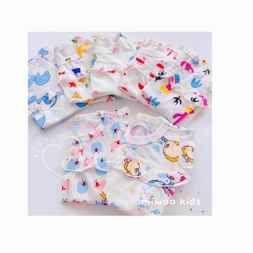 (7-15kg)Bộ đùi cotton viền bèo xinh xắn Miwoo kid cho bé gái (ảnh thật)