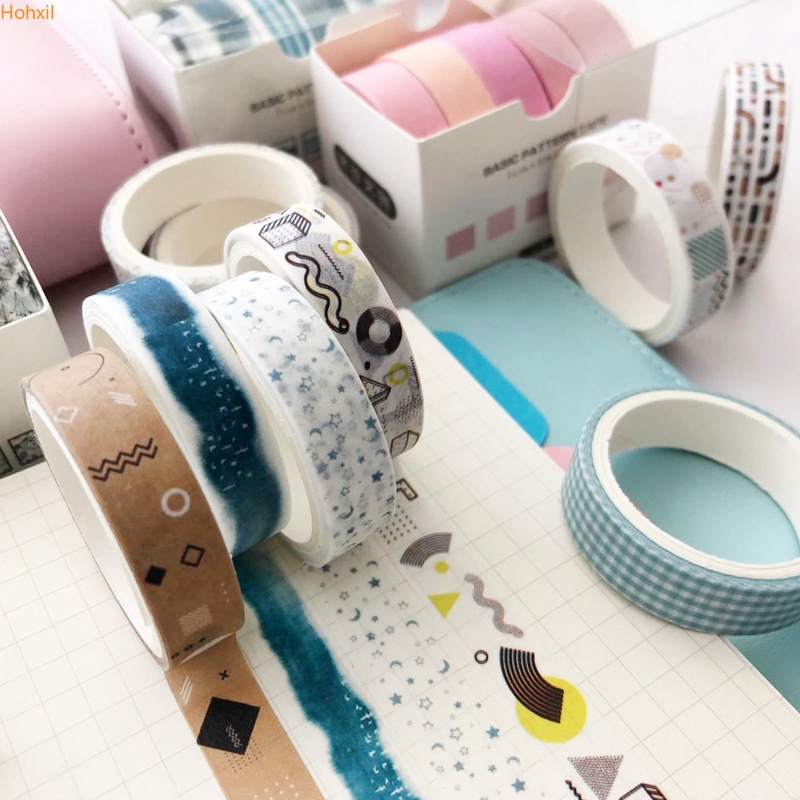 Hộp 5 Cuộn Băng Keo Giấy Dài 3M Trang Trí Nhật Ký DIY
