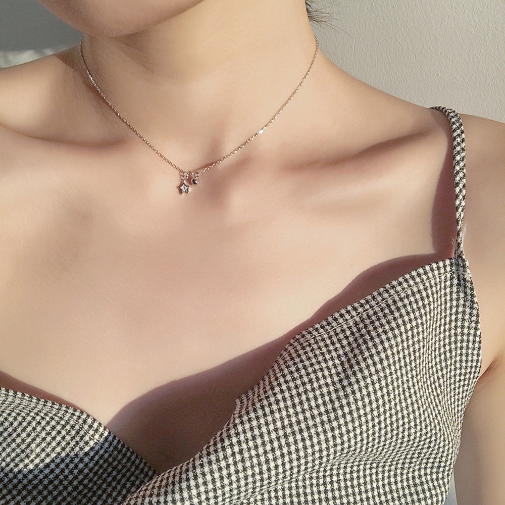 Vòng cổ Ngắn Phối Mặt Hình Ngôi Sao Năm Cánh Phong Cách Cổ Điển