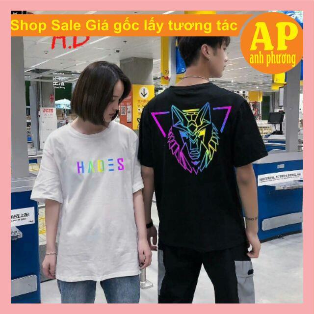 Áo phông SÓI HADE.S in hình phản quang 7 màuChất liệu cotton mềm mịnhai màu đen trắngform thụng tay lỡ unisex