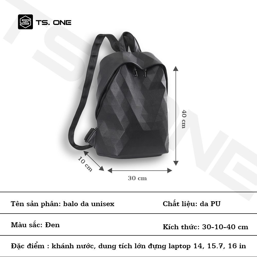 Balo da nam nữ unisex cao cấp TS.ONE đựng laptop 15,6 inch thời trang phù hợp sinh viên đi học đi chơi đi làm du lịch ph