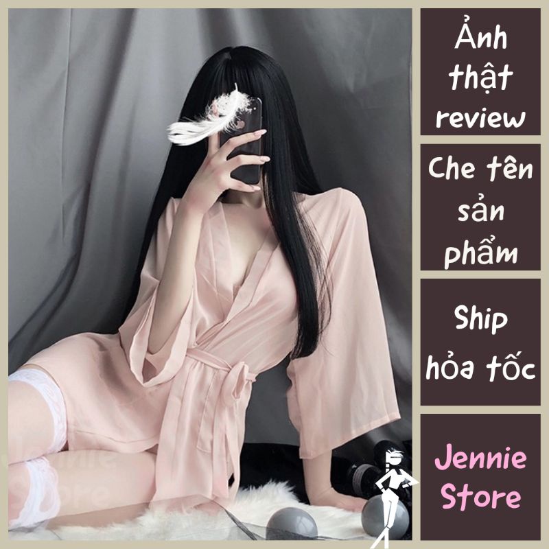 Áo choàng ngủ xuyên thấu sexy - khoác ngủ kèm quần lọt khe gợi cảm