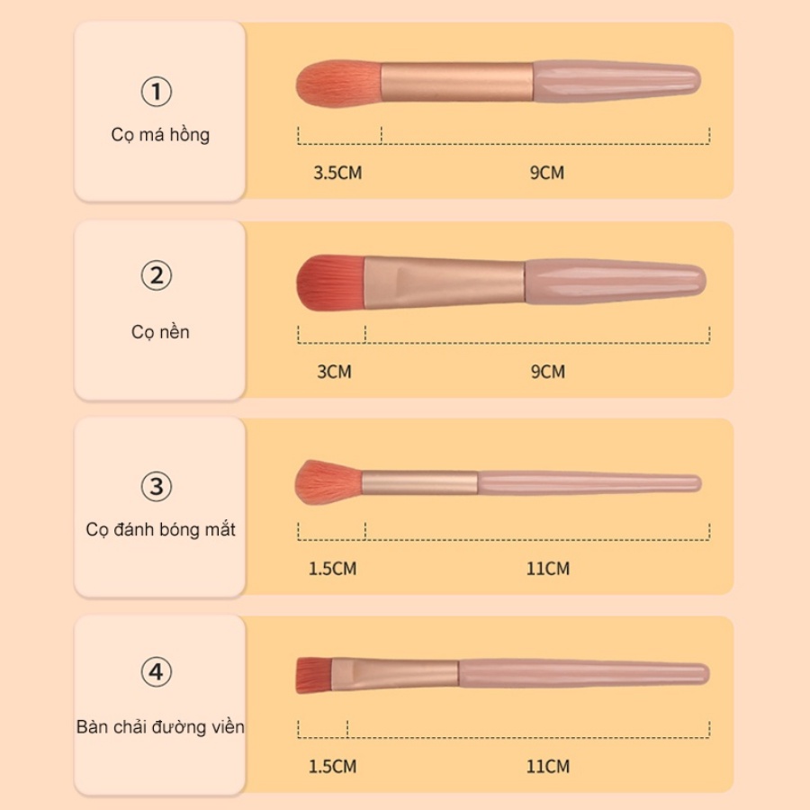 Bộ Cọ Trang Điểm Cá Nhân Chuyên Nghiệp, Set Cọ 8 Món, Dụng Cụ Trang Điểm Mắt Và Mặt, Thiết Kế Tiện Lợi, Tone Màu Pastel