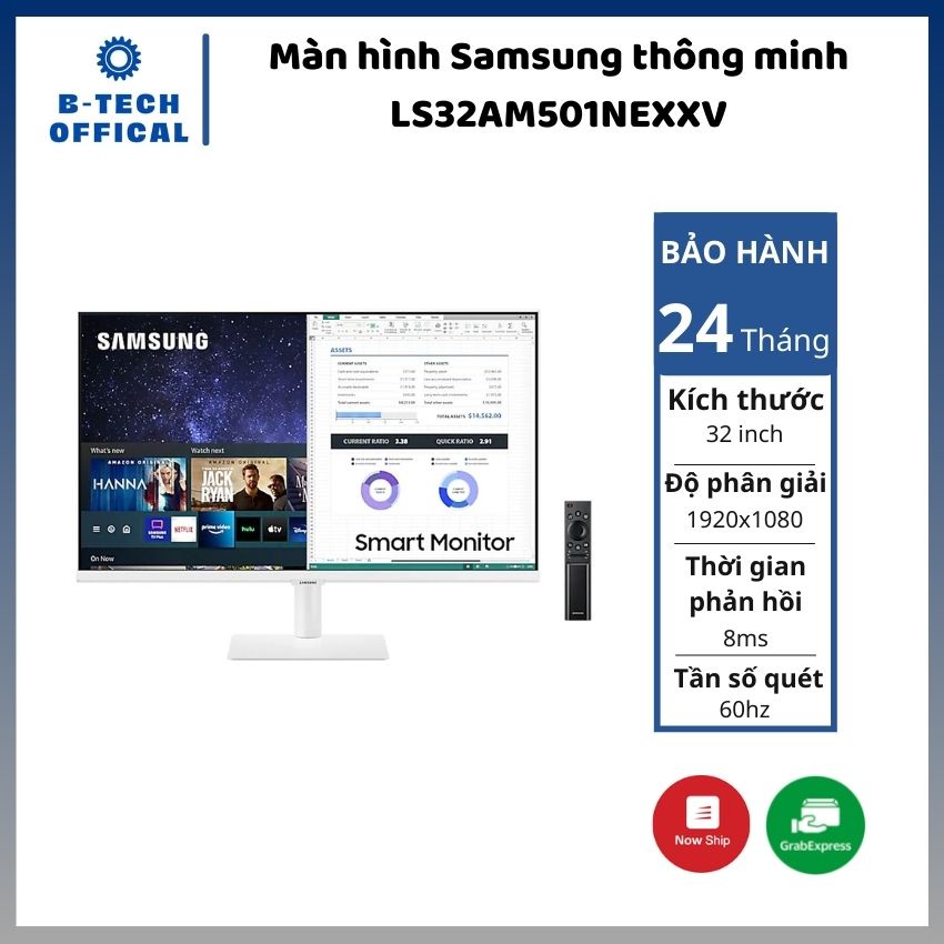 Màn hình Samsung thông minh LS32AM501NEXXV/ 32inch FHD/ VA/ 60Hz/ WL BT/ Loa/ 2Yrs - Hàng chính hãng bảo hành 24 tháng