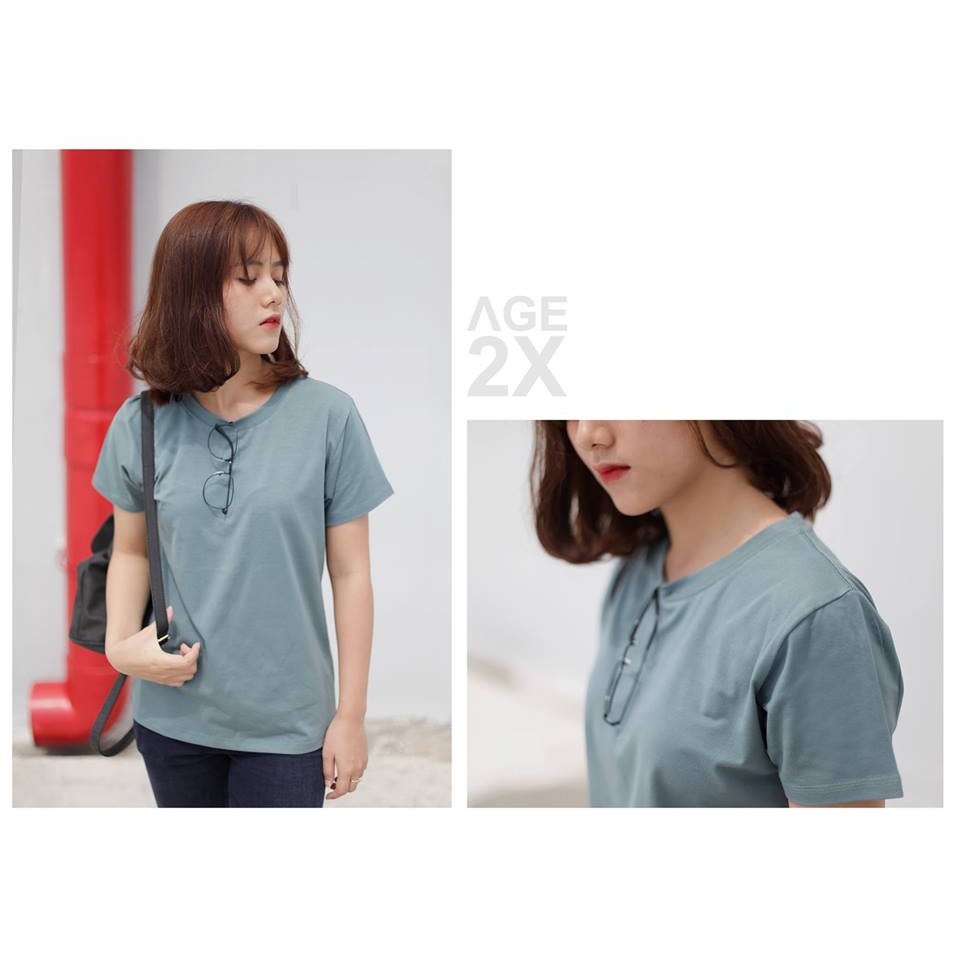 ÁO THUN TRƠN AGE2X - XANH NHỚT