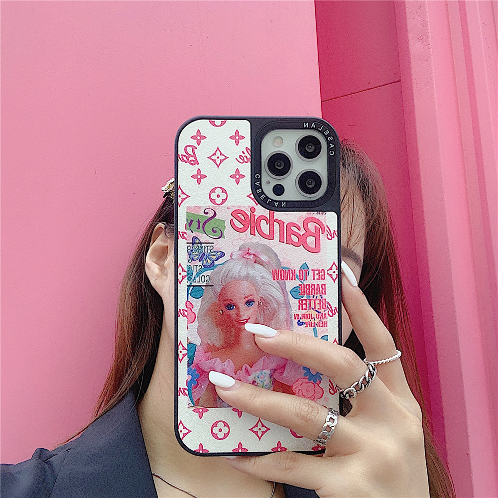 iPhone 12 Mini 11 Pro Max X XR XS Max 8 7 6 6S Plus Straight Side Barbie Doll Pattern Mobile Phone Case