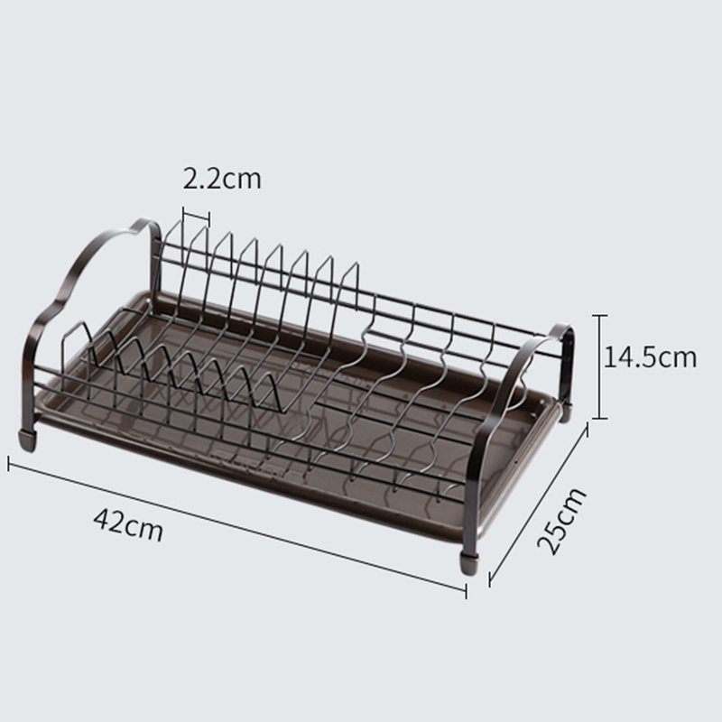 Kệ JUJIAJIA Hai Lớp Làm Từ Sắt Đựng Ráo Chén Dĩa Có Khay Hứng Nước