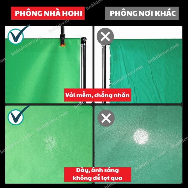 Phông Xanh Quay Phim, Tách Nền, Livestream, Phông Vải Chụp Ảnh Studio, Background Xanh Lá Key Hình - HoHi Decor