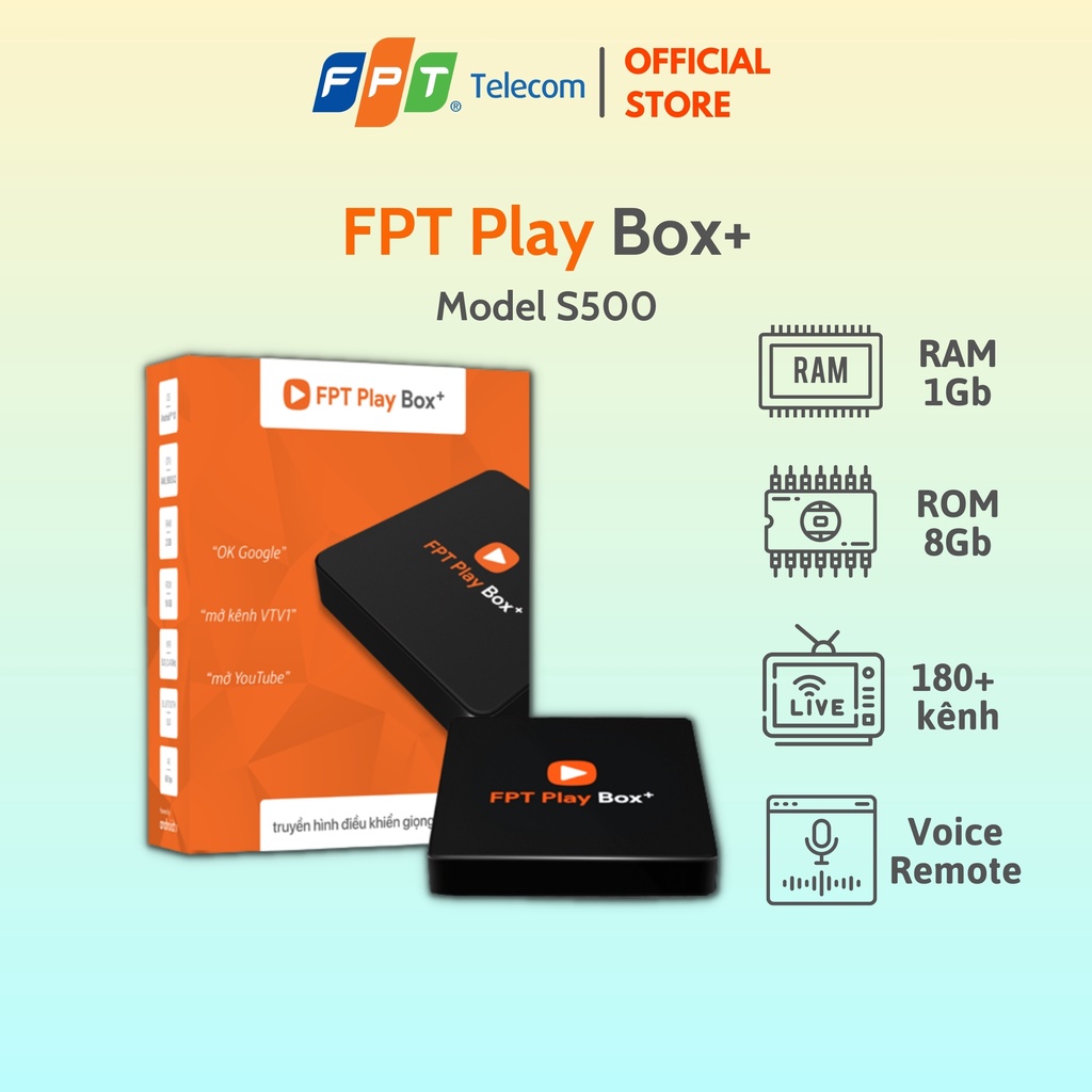 FPT Play Box+ Model S500 - RAM 1Gb ROM 8Gb - Android TV 10 - Điều Khiển Bằng Giọng Nói