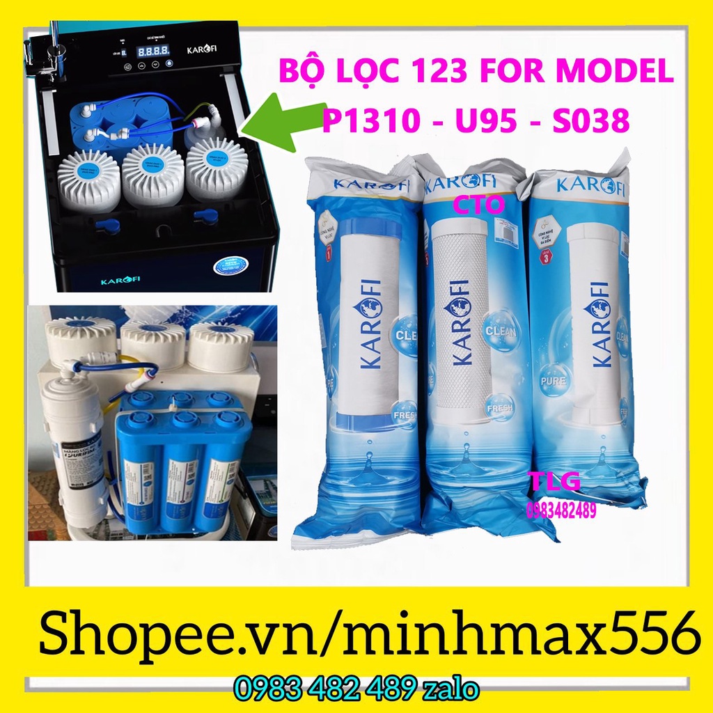 COMBO TRỌN BỘ LÕI LỌC KAROFI - DÀNH CHO MÁY KAROFI DÙNG LÕI KHOÁNG ĐÚC