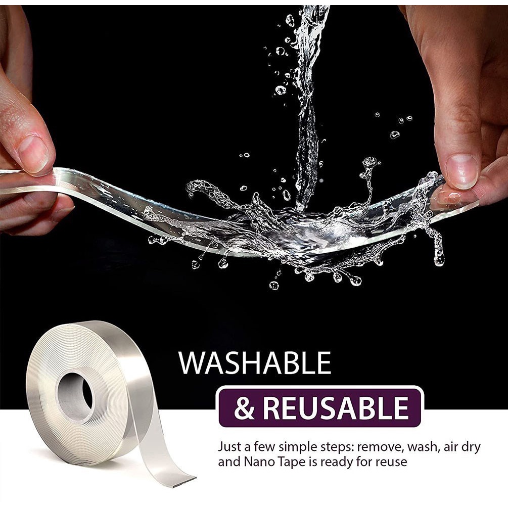 Double Sided Adhesive Tape Waterproof Reusable Transparent Wall Stickers Glues Nano Tapes for Kitchen Bathroom Home Decoration
