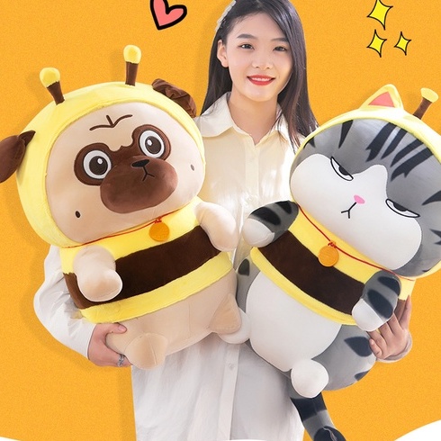 Gấu Bông Mèo hoàng thượng cosplay Ong, Chó Nô Tài Đội Lốt Ong, Thú bông Nhập Khẩu Cao Cấp