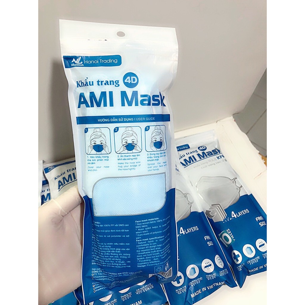 Set 30 Chiếc Khẩu trang 4D KF94 AMI MASK Chống Bụi Mịn Kháng Khuẩn Cao Cấp Hàn Quốc