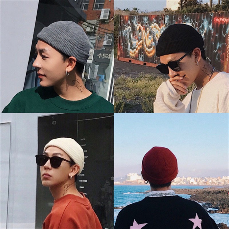 Mũ Nón Len Beanie Trơn Basic Phong Cách Retro HipHop Hàn Quốc Nam Nữ Unisex