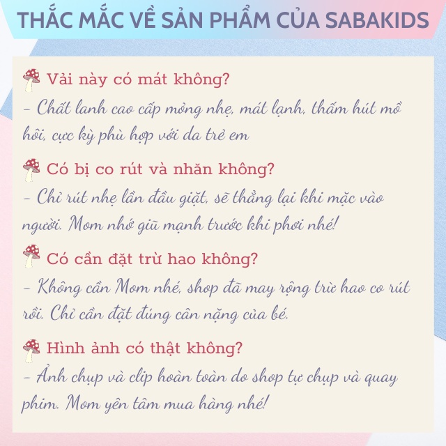 [QUÀ XINH 10K] Đồ Bộ Bé Gái SABAKIDS Xinh Xắn Cực Mát Ít Nhăn Cho Bé 7-10kg