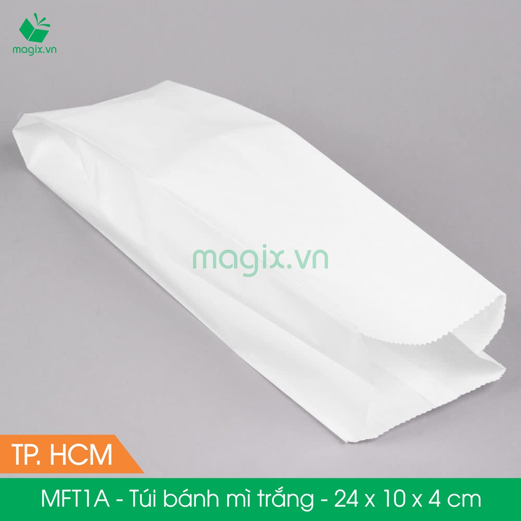 MFT1A - 24x10x4 cm - 100 Túi giấy bánh mì trắng