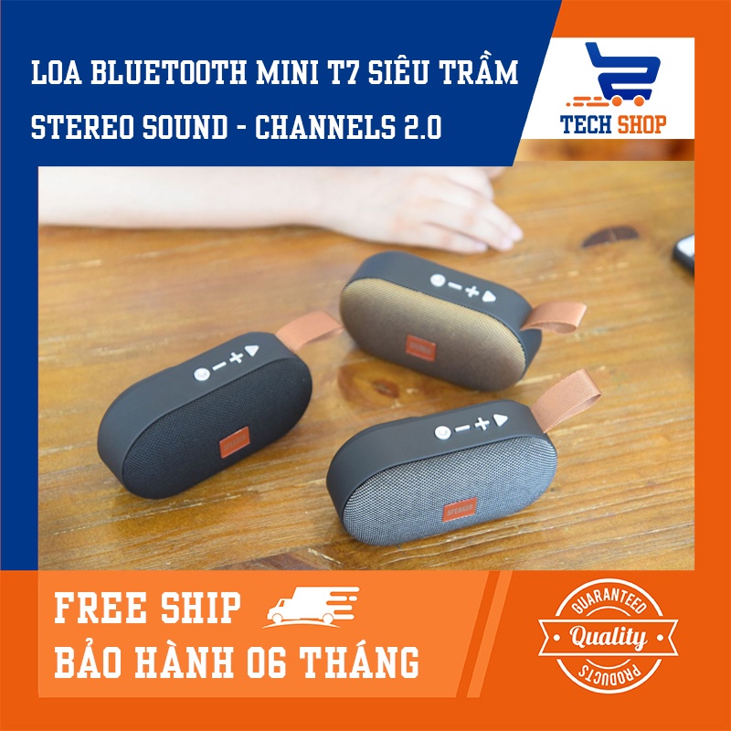 Loa bluetooth Mini T7 chính hãng Loa không dây di động công suất 5W Hệ thống âm thanh 3D Hỗ trợ FM thẻ nhớ TF