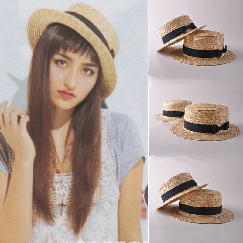 Mũ cói rộng vành phong cách Boho cho mẹ và bé