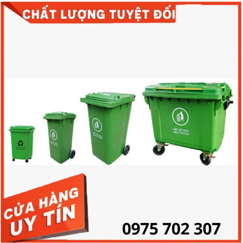 THÙNG RÁC XANH [CAO CẤP] THÙNG RÁC CÔNG CỘNG 60L, 120L, 240L, 660L, THÙNG RÁC CÓ NẮP BÁNH XE